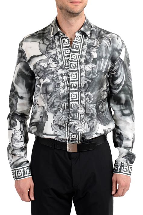 men versace long sleeve shirt|Versace collection men shirt white.